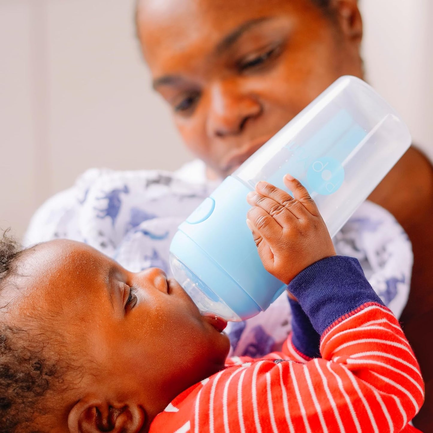 PopYum 9 oz Blue Anti-Colic Formula Making/Mixing/Dispenser Baby Bottles, 3-Pack with #2 Medium Flow Nipples, 260 ml, BPA-Free, Natural Latch