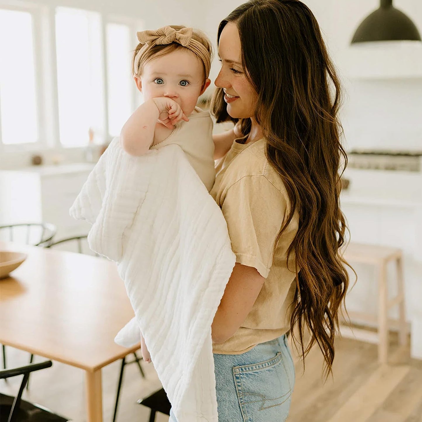 Little Unicorn Newborn Receiving Quilt | Ultra- Soft, Multi-Layered Muslin Fabric | Gift for Newborns & on-The-go (White)