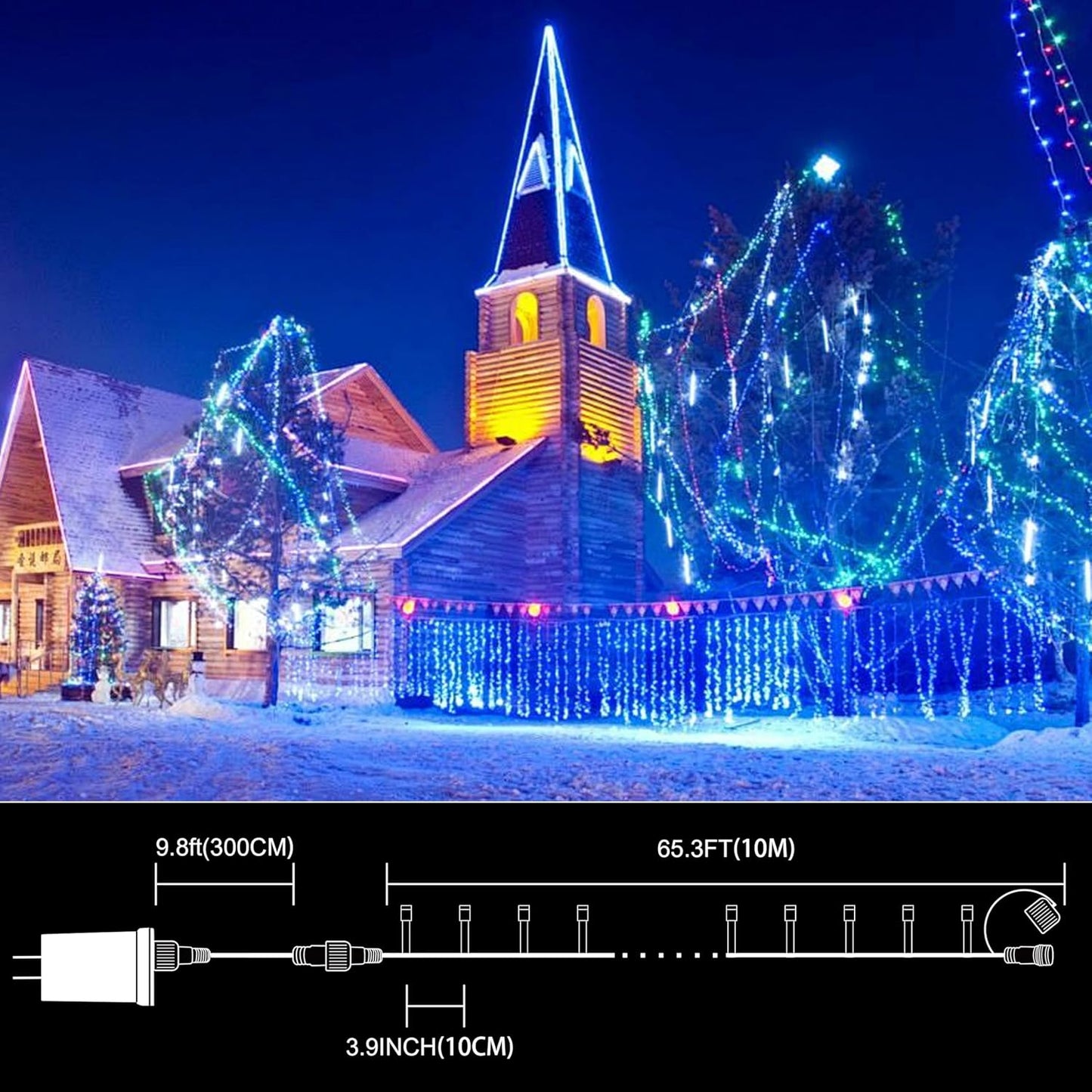 33ft Christmas Decorative Mini Lights, 100 LED Green Wire Fairy Starry String Lights Plug in, 11 Lighting Modes, for Indoor Outdoor Xmas Tree Wedding Party Decoration (Blue)