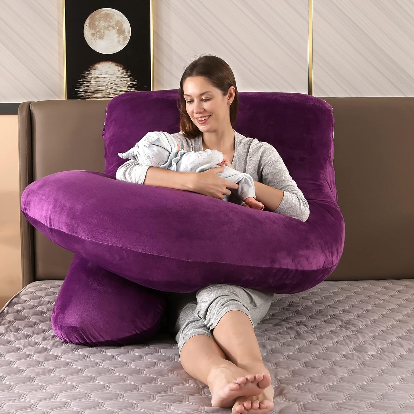 BATTOP Pregnancy Pillows for Sleeping,Full Body Pillow for Pregnancy Women with Removable Cover,Support for Back,HIPS,Legs,Belly,Must Have Maternity Pillow