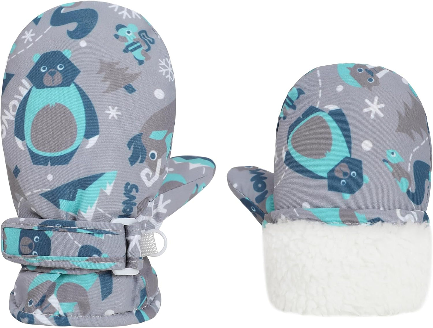 Toddler Gloves Kids Mittens Winter Warm Lined Fleece Gloves Waterproof Snow Baby Mitten for Boys Girls