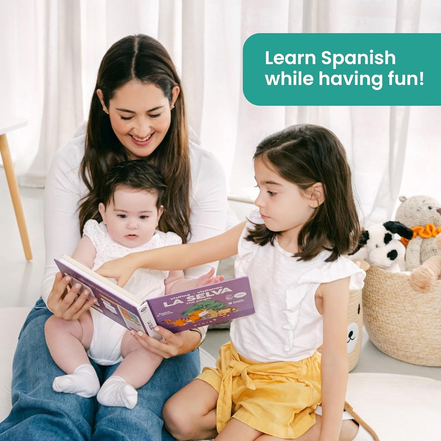 Binibi Spanish Books for Babies & Toddlers 1-3 La Selva Bilingual Sound Book with Jungle Animal Sounds | Bilingual Children's Book | Support Spanish Learning for Kids | Libro en espaรฑol para bebรฉs