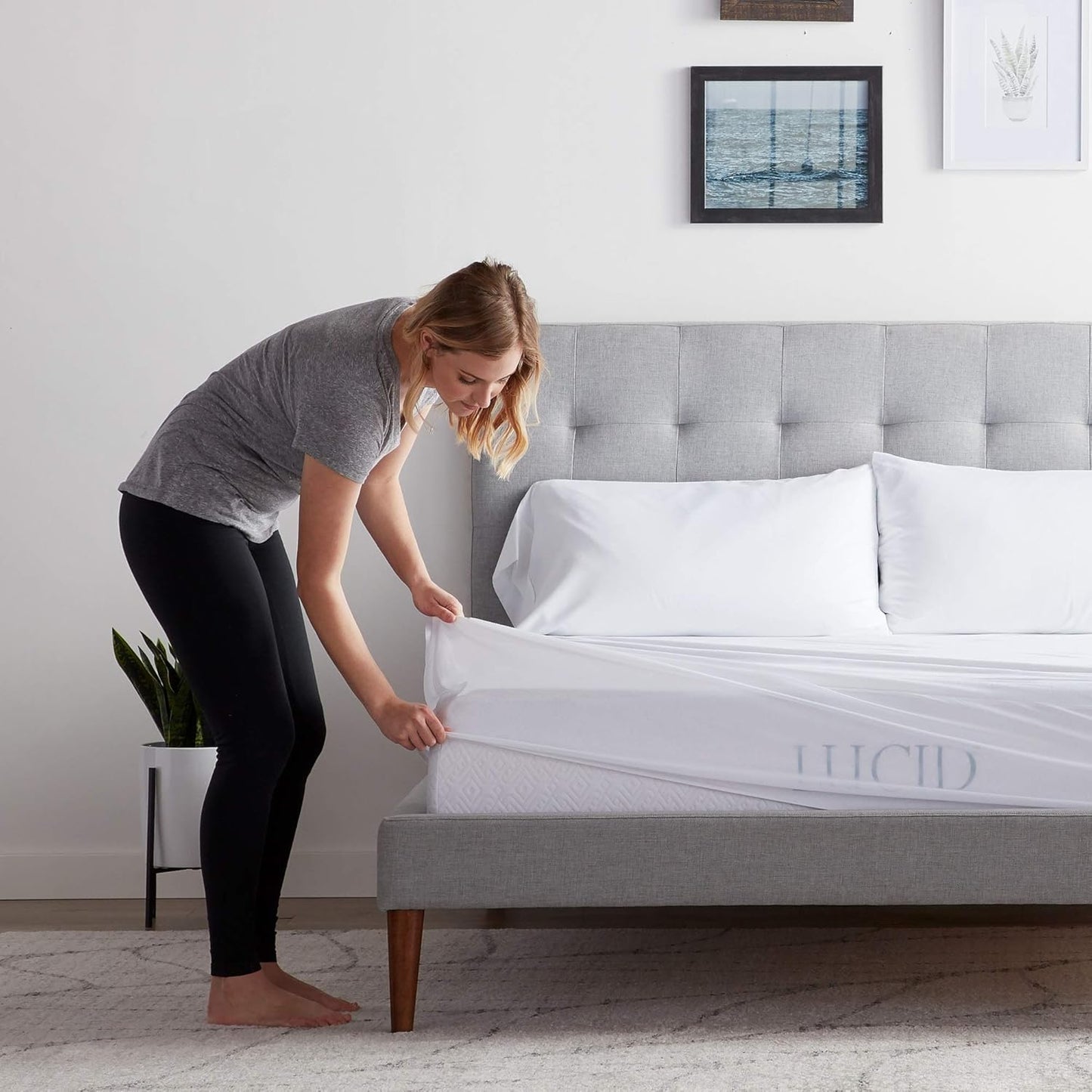 LUCID Premium Rayon from Bamboo Jersey Mattress Protector - Ultra Soft - Waterproof -White Twin