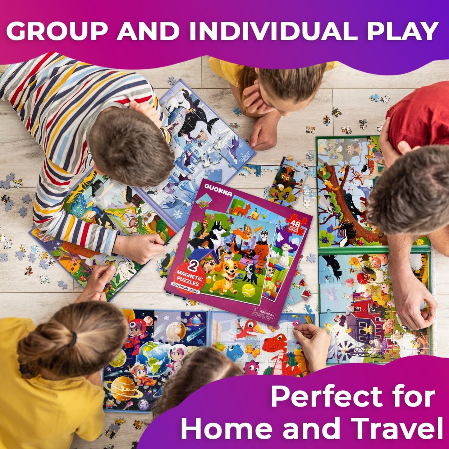 QUOKKA Magnetic Puzzles for Toddlers 3-4 - 2x48 Travel Puzzle Games for Kids Ages 3-5 Years Old - Car Activities Toy for Boys and Girls 4-6 yo - Cats & Dogs Learning Magnet for Road Trip