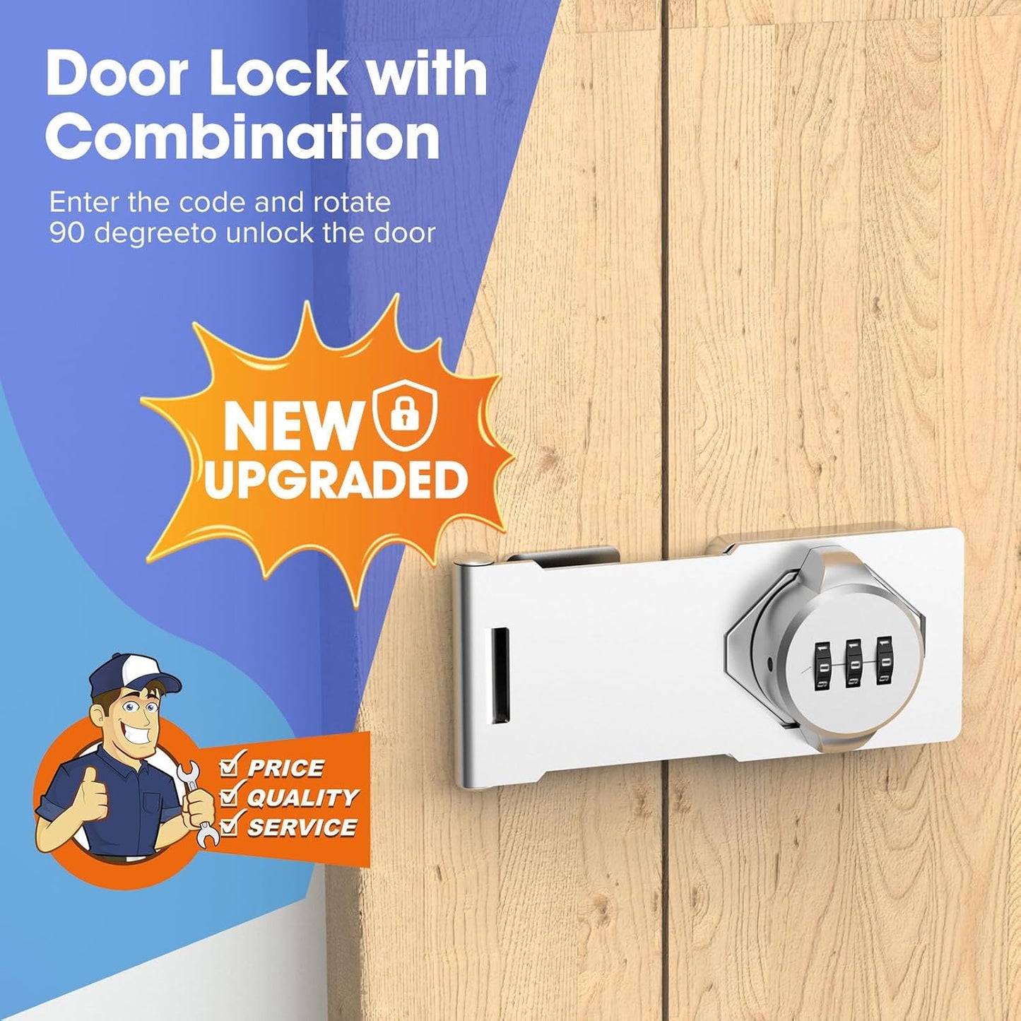 4 Packs Mechanical Password Rotary Hasp Locks, Cabinet Locks with Combination, Door Security Gate Locks for Small Doors, Cabinets, Barn Door, Bathroom, Outdoor, Closet, Fence