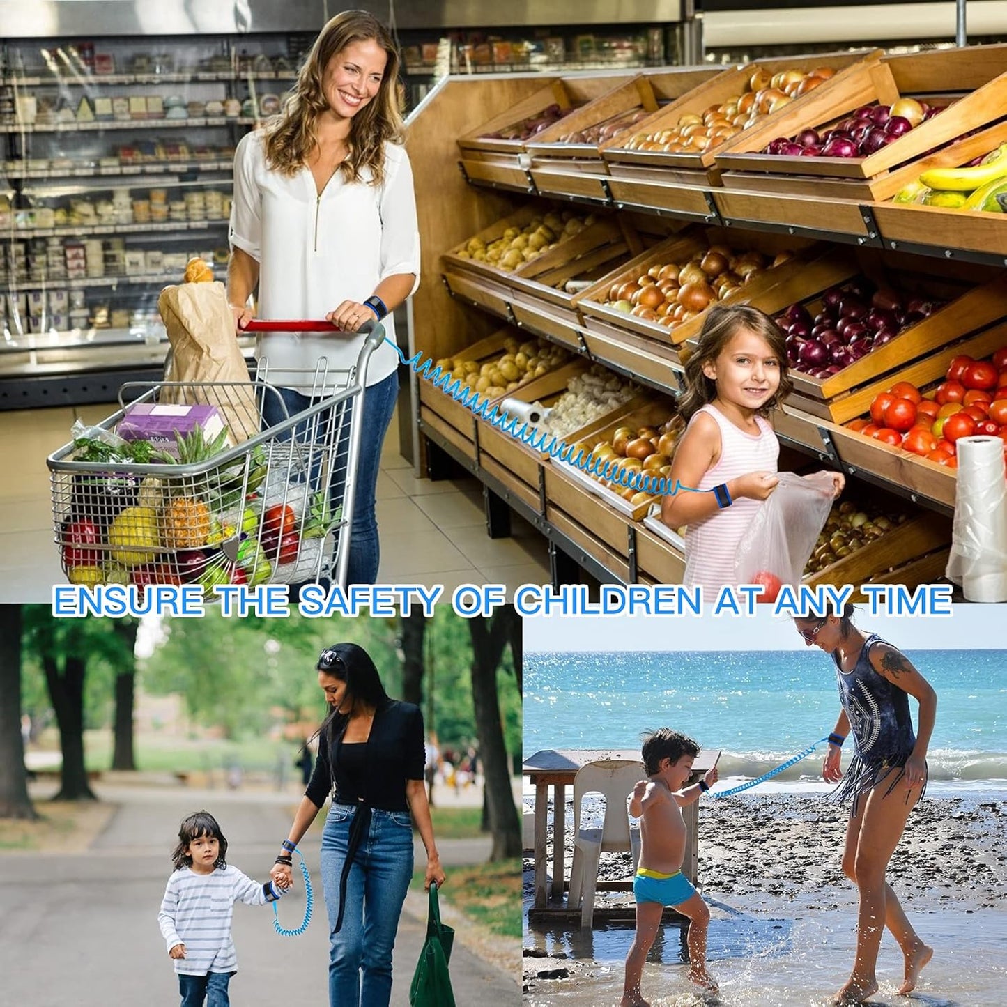 Anti Lost Wrist Link for Toddlers, Safety Toddler Leash, Child Leash, Wrist Leash for Babies and Kids, Children's Safety Wristband for Outdoor, Family Travel(8.2ft/2.5m,Blue)