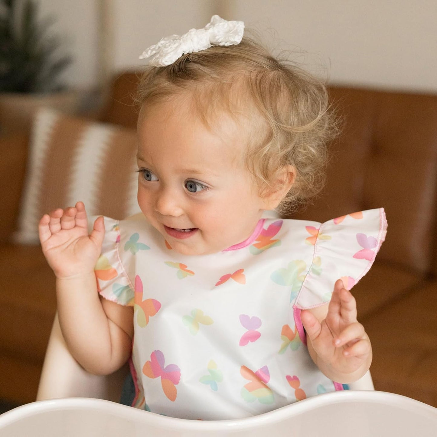 Tiny Twinkle Mess Proof Baby Bibs for Eating | Waterproof, Wipeable Toddler Bibs | Travel Friendly - PFAS, PVC, BPA, Phthalate Free | Baby Food Bibs (3-Pack, Butterfly)