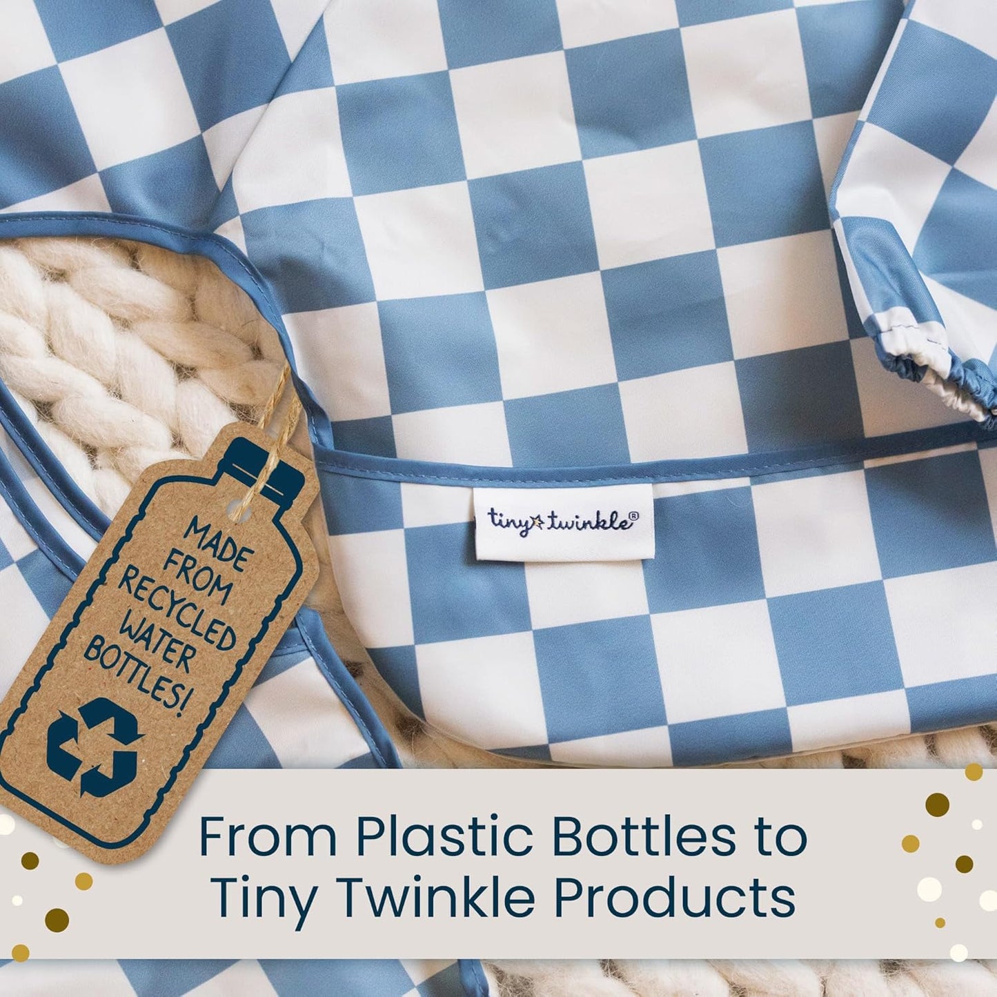 Tiny Twinkle Mess Proof Baby Bib,Waterproof Smock Baby Bib for Eating,Machine Washable Long Sleeve Bib,Baby Led Weaning,Toddler Bib,BLW Supplies(Hearts, Small 6-24 Months)