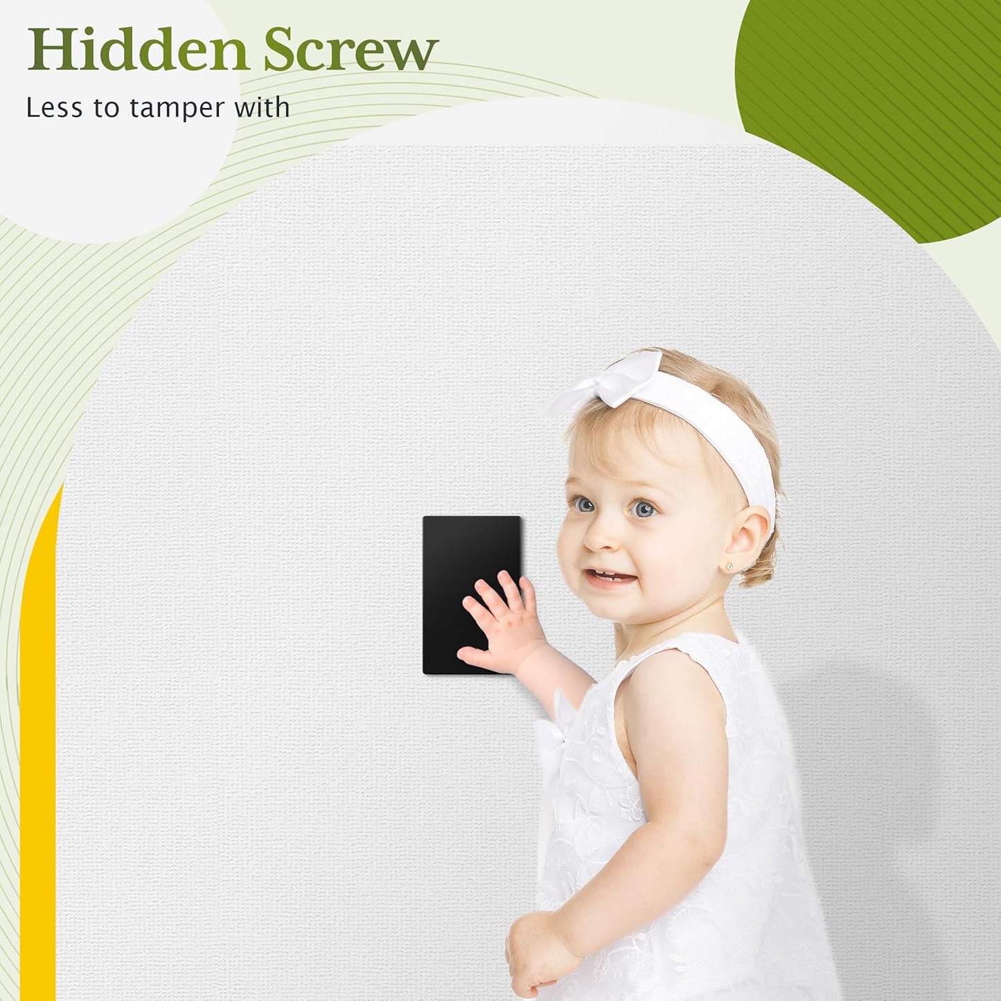 TG Mid-Size Screwless Blank Wall Plate, Child Safe Blank Device Outlet Cover, Medium Size 1-Gang 4.88" H x 3.11" L, Polycarbonate Thermoplastic, UL Listed, SP-MB1-BK5P, Black (5 Pack)