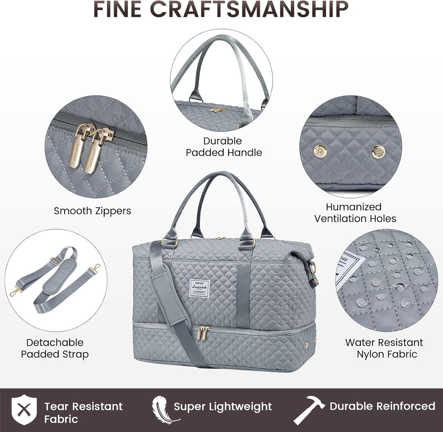 LOVEVOOK Travel Duffle Bag,Weekender Bags for Women with Shoe Compartment,Carry on Overnight Bag with Toiletry Bag,Gym Duffel Bag with Wet Pocket, Hospital Bags for Labor and Delivery