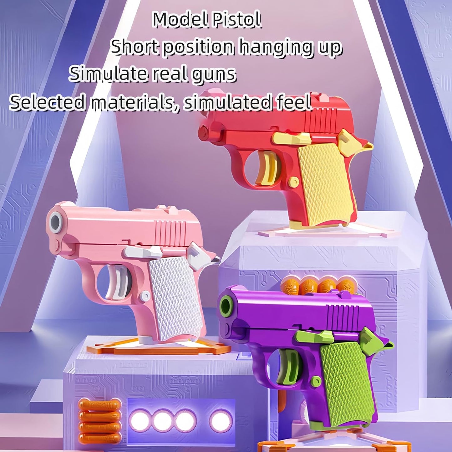 1911 3D Printed Small Pistol Toys,Suitable Toys for Adults and Kids, Stress Relief Pistol Toys for Adults, Suitable for Relieving ADHD, Anxiety, Best Gift for Adults and Kids (BlueWhite)