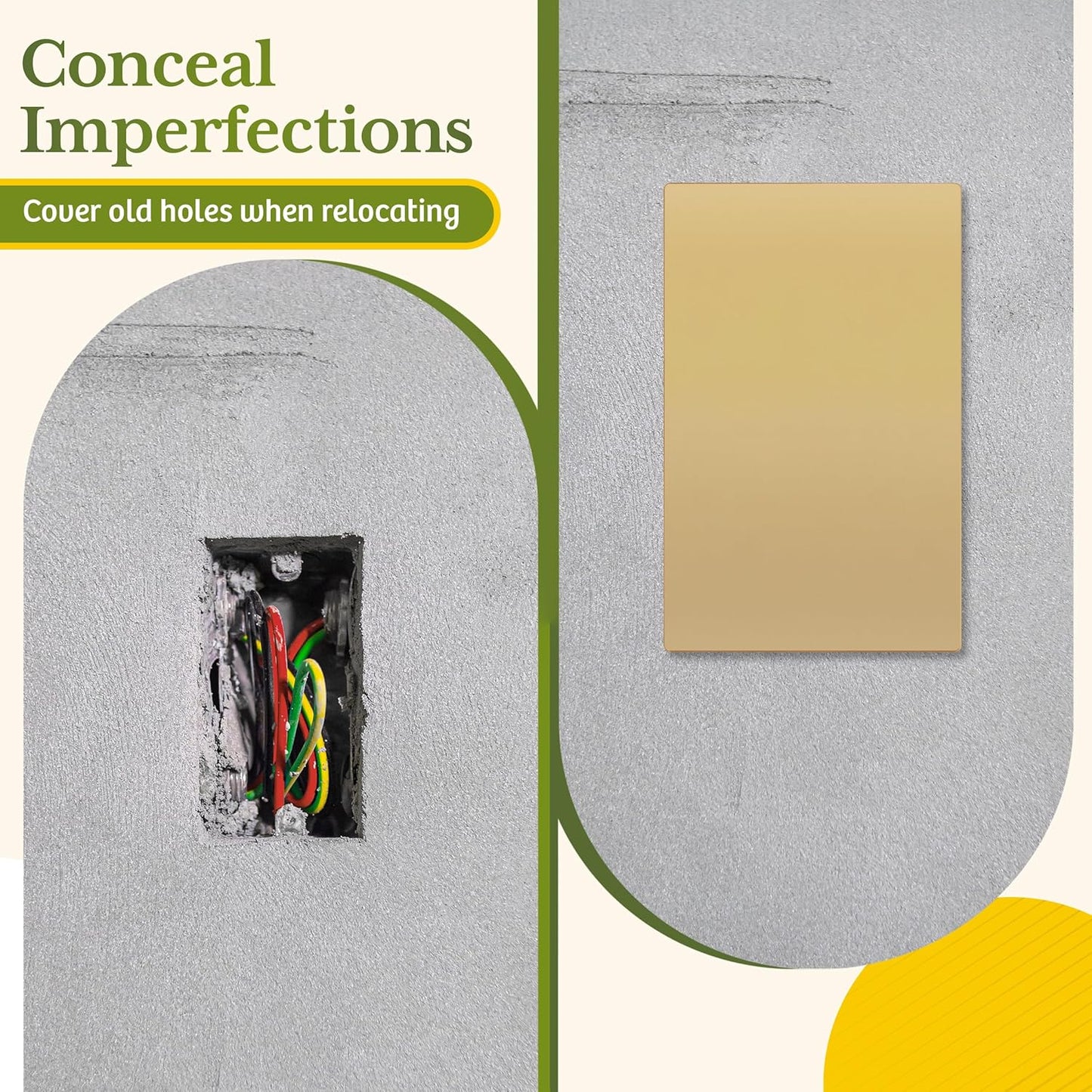 TG Mid-Size Screwless Blank Wall Plate, Child Safe Blank Device Outlet Cover, Medium Size 1-Gang 4.88" H x 3.11" L, Polycarbonate Thermoplastic, UL Listed, SP-MB1-GD, Gold (1 Pack)