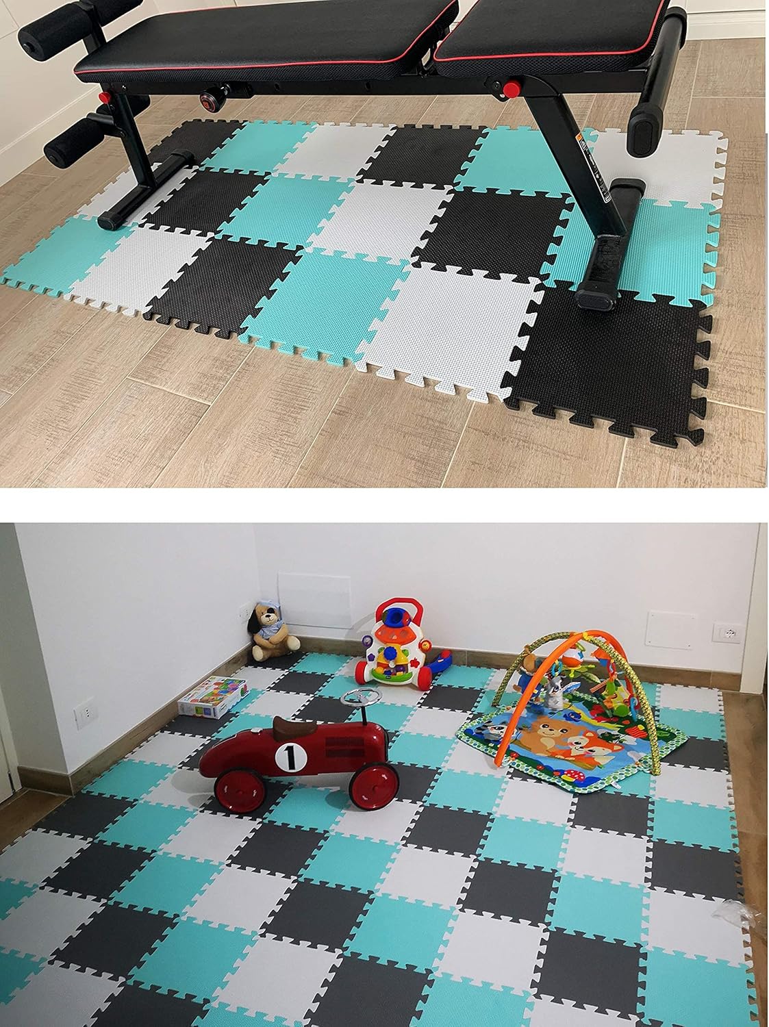 MQIAOHAM® 25 Pieces Puzzle Play Mats, Soft Baby Play Mat, Kids Interlocking Foam Floor Tiles, Toddlers Carpet Playmats G301025-106110112