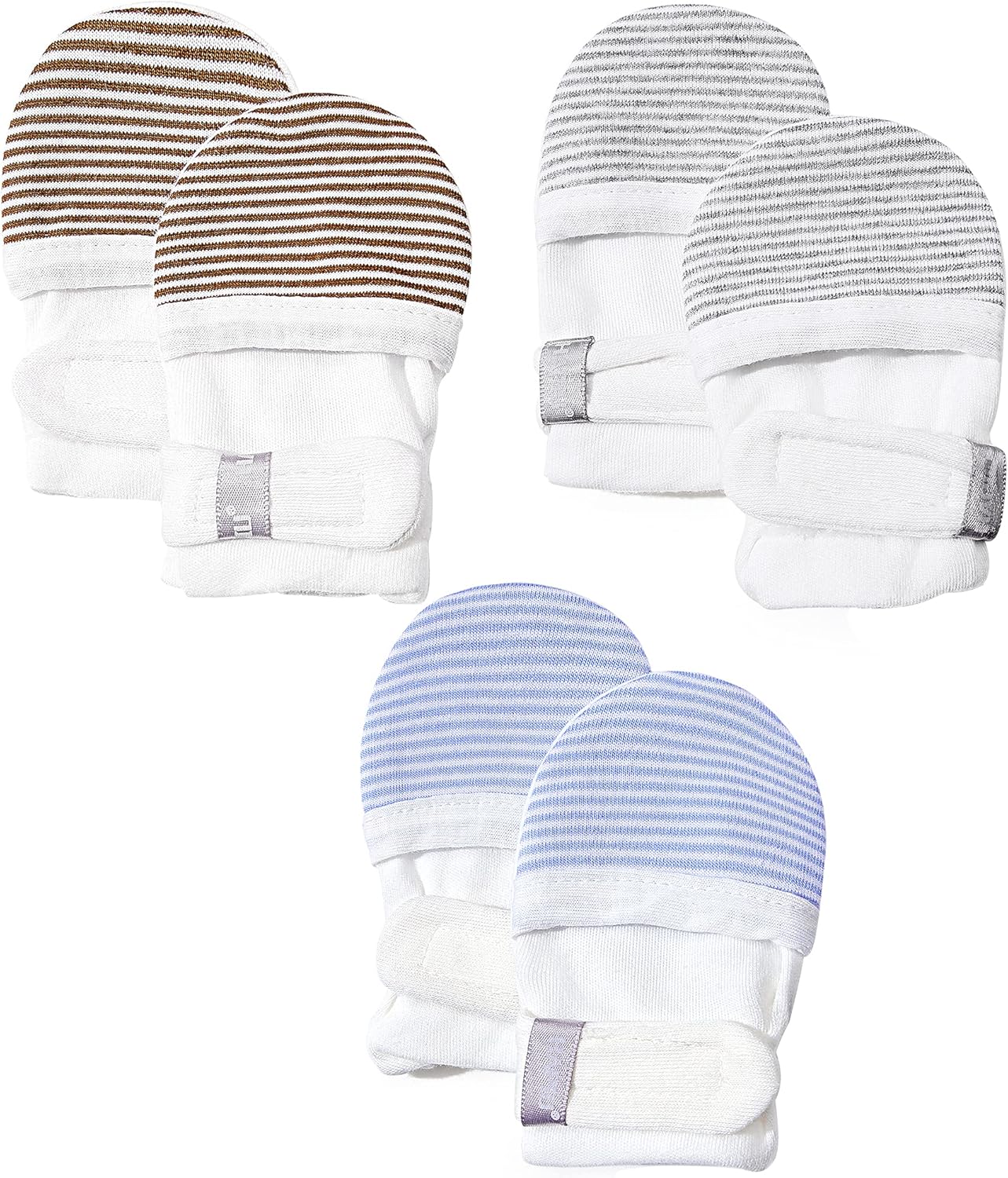 HAPIU Baby No Scratch Mittens Stay On, 100% Cotton Breathable, Adjustable Infant Gloves for Boys Girls, Newborn - 12 M