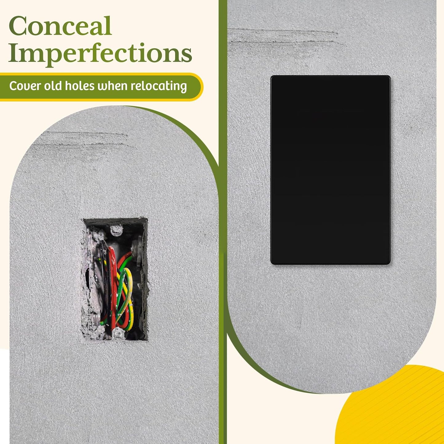 TG Mid-Size Screwless Blank Wall Plate, Child Safe Blank Device Outlet Cover, Medium Size 1-Gang 4.88" H x 3.11" L, Polycarbonate Thermoplastic, UL Listed, SP-MB1-BK, Black (1 Pack)