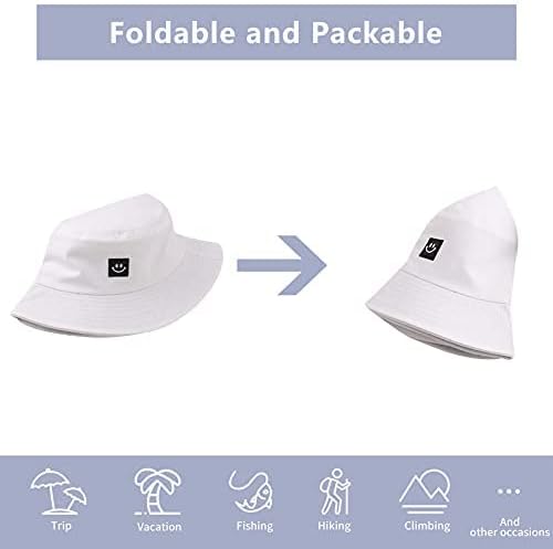 Kids Sun Hat Smile Face Bucket Hat for Girls Boys Summer Sun Protection Cotton Unisex Beach Cap