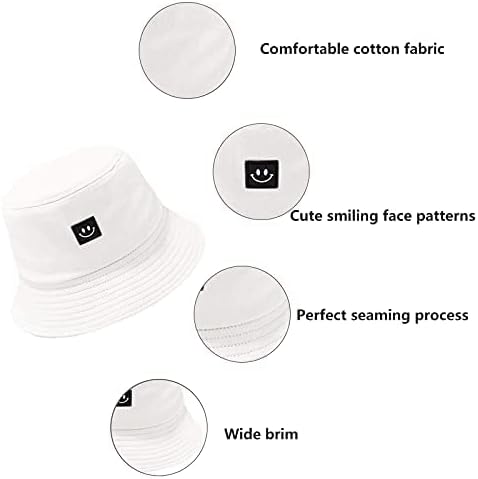 Kids Sun Hat Smile Face Bucket Hat for Girls Boys Summer Sun Protection Cotton Unisex Beach Cap