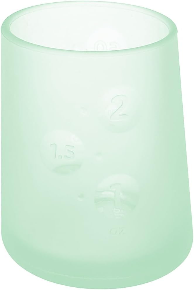 Olababy First Cup | Clear Sense 100% Silicone Infant Trainer Cup | 2oz Medicine Cup for Newborn | Non-Slip & Sloping Design for Tiny Hands & Baby Led Weaning (Mint, 1 Cup)