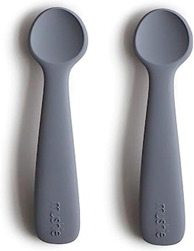mushie Silicone Baby Feeding Spoons | 2 Pack (Tradewinds)