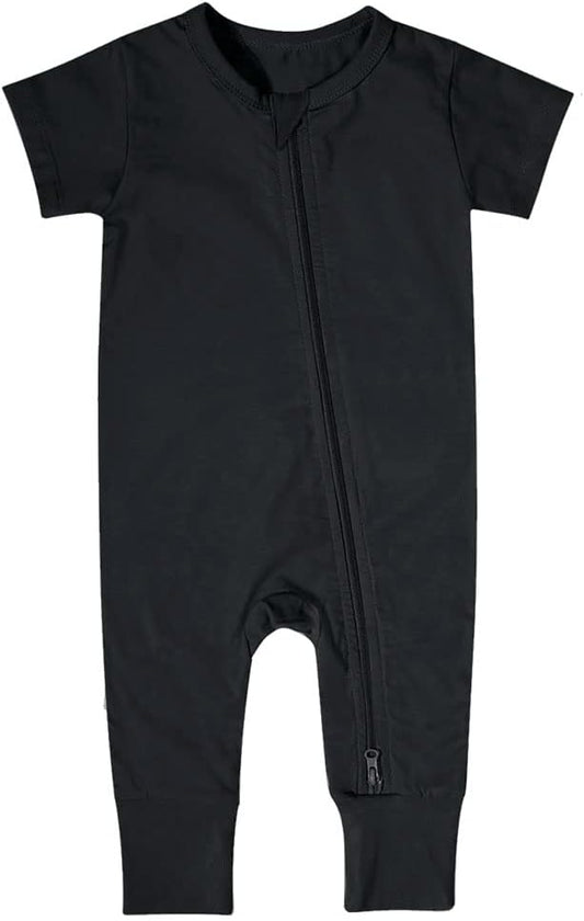 Teach Leanbh Toddler Unisex Baby Bamboo Viscose Pajamas 2 Way Zipper Short Sleeve Footless Romper Jumpsuit Sleep and Play