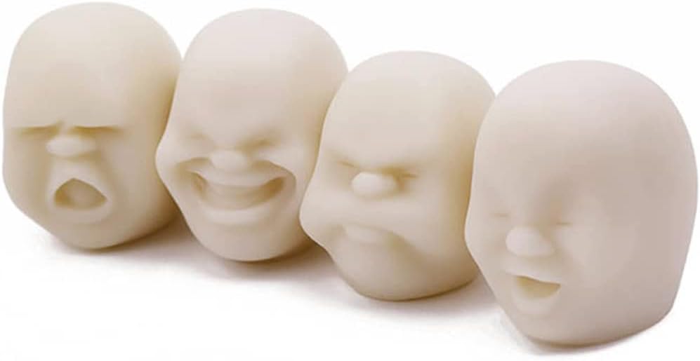 Anxiety Stress Release Fun Toys,Emotion Balls Fidget Toys for Pressures Relief Kneading Toys for All Age,Kids and Adults,Weird Face Bizarre Squeeze Toys. (White, Yawn)