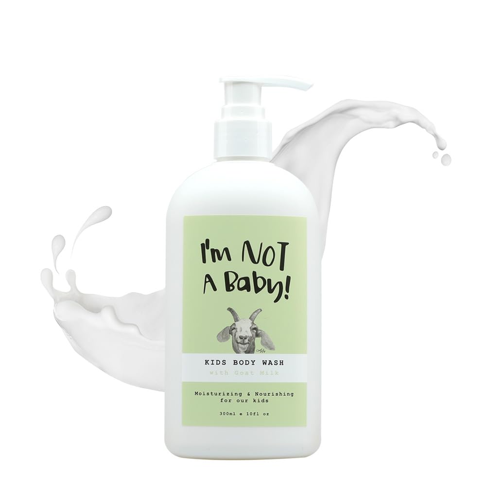 I'm NOT A Baby! Kids Body Wash– Dermatologist Tested, Allergen free, Cruelty-free, PETA, Gentle for Kids, Goat Milk, 10 Fl Oz