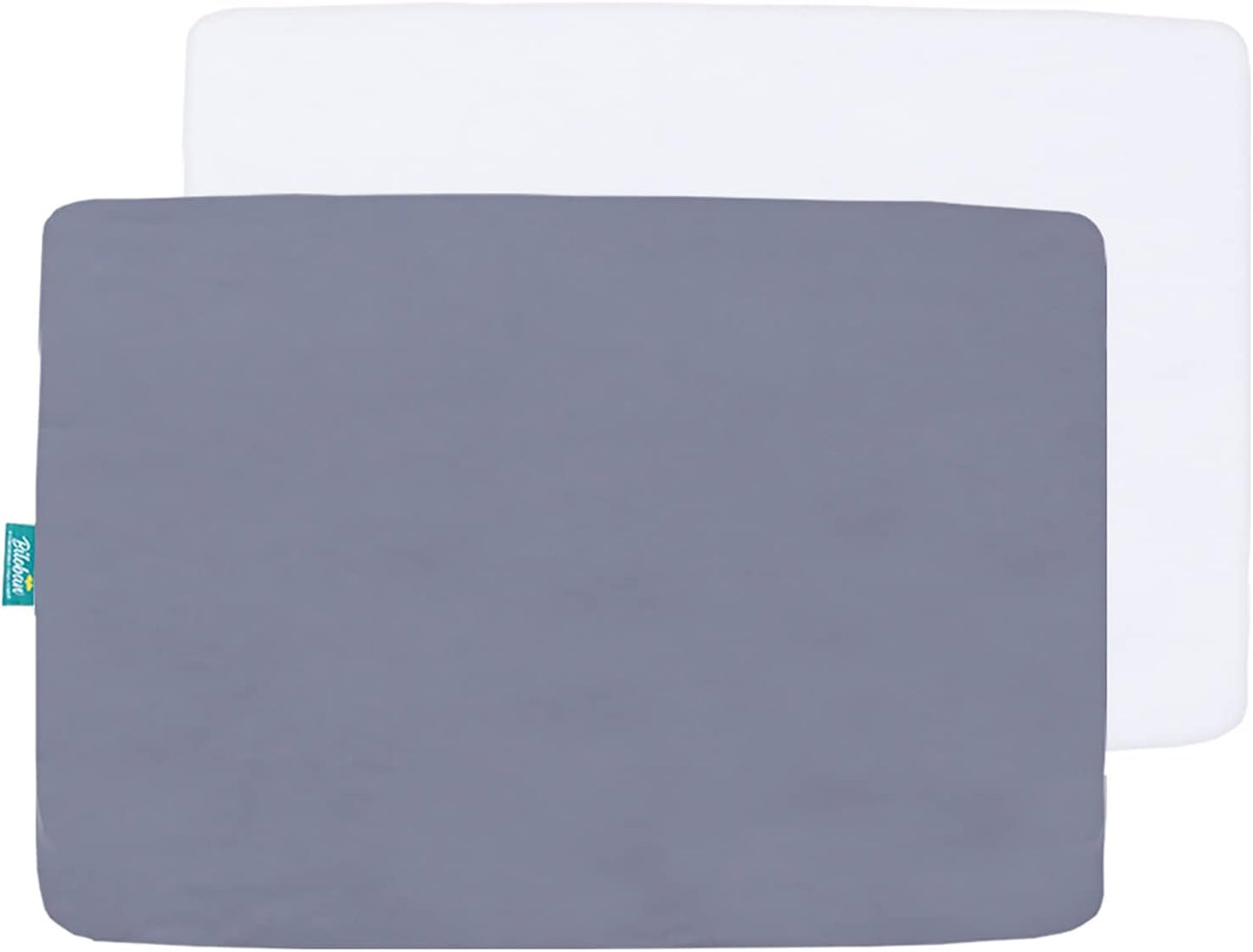 Pack and Play Sheets and Waterproof Pack n Play Mattress Protector Pad Cover 4 Pack Set, Ultra Soft Pack n Play Mattresses Sheets Compatible with Graco Pack n Play, Grey&White