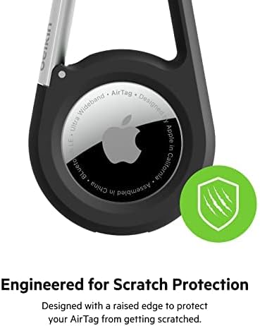 Belkin Apple AirTag Secure Holder with Carabiner - Durable Scratch Resistant Case With Open Face & Raised Edges - Protective AirTag Keychain Accessory For Keys, Pets, Luggage & More - Black