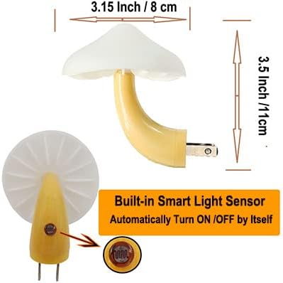 AUSAYE Sensor LED Night Light Plug in Wall Lamp, Energy Saving NightLight Cute Mushroom Night Lights for Adults Kids Bedroom,Bathroom,Toilet, Stairs, Kitchen,Hallway Corridor Warm White