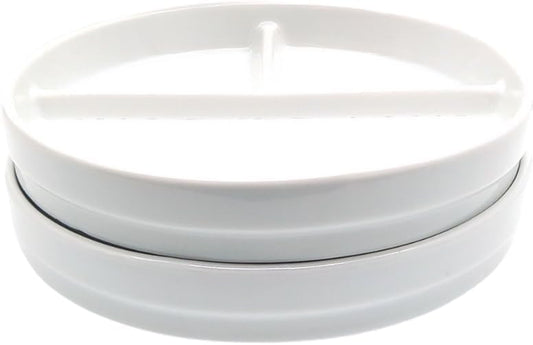 Elk and Friends Kids 6.7” Porcelain White Plates | Divided Plates | Suitable for Kids/Toddlers | Microwave & Dishwasher Safe | Non Slip | Snack Dishes | 2 Pack