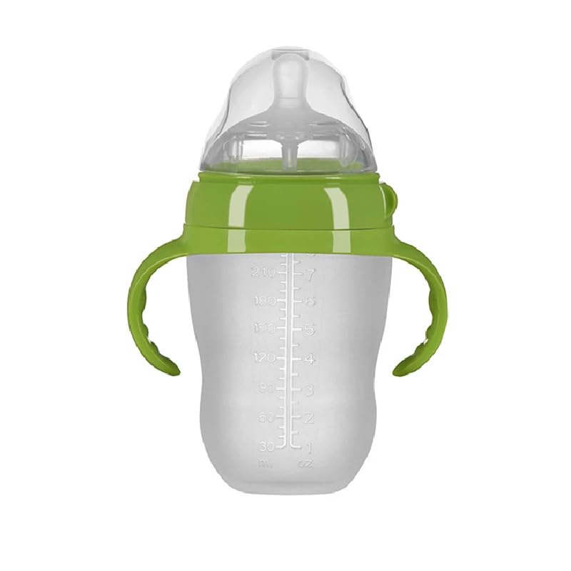 Baby Bottles (2 Pack) 8oz Nurture Nest Anti Colic Bottles with Easy to Hold Handles and Soothing Green Trim