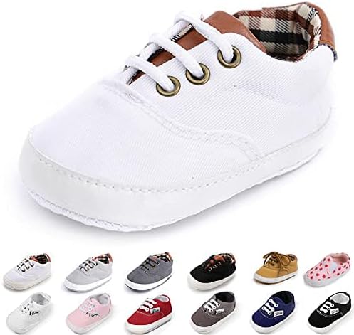 Morbido Infant Baby Boys Girls Canvas Sneaker Toddler Slip On Anti Skid Newborn First Walkers Candy Shoes for 0-18 Months