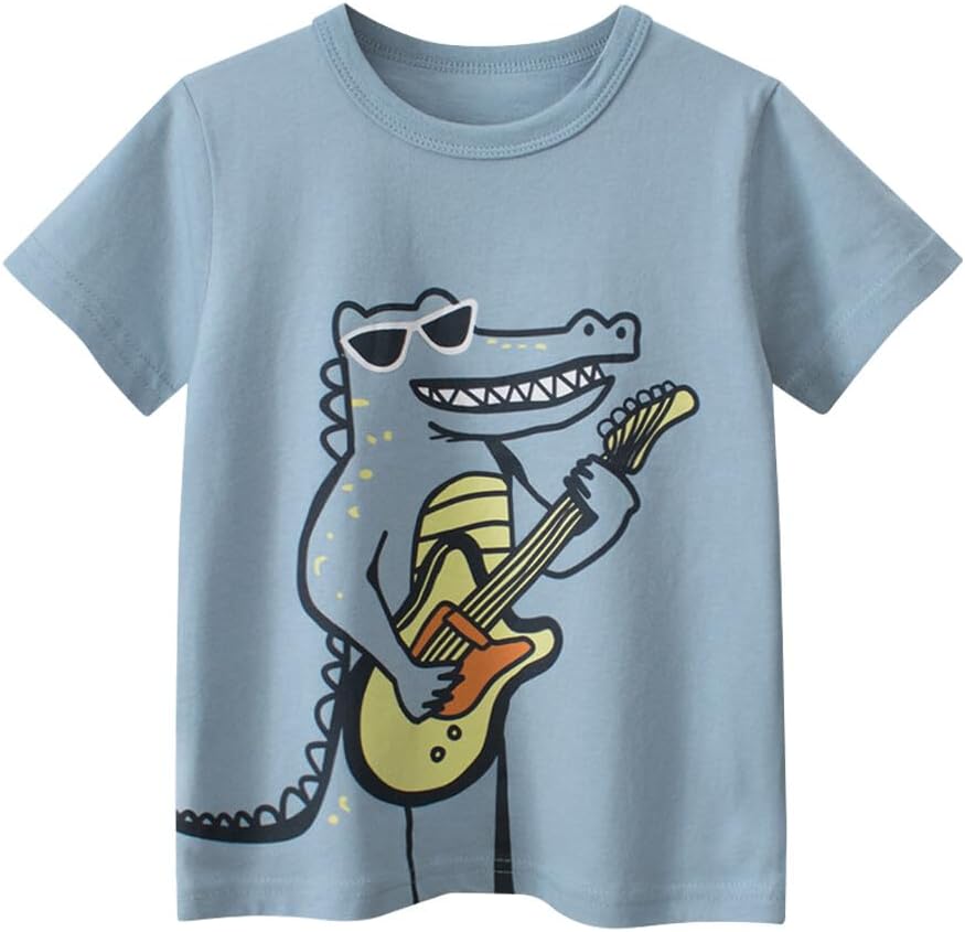 Boys' 4-Pack Excavator Short Sleeve Crewneck T-Shirts Top Tee Size 2-7 Years Toddler Boys' Value Pack Cotton T-Shirt