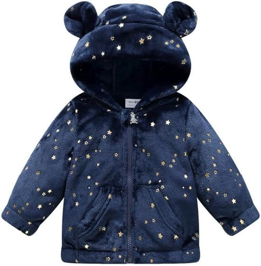 Baby Girl Winter Fleece Coat Toddler Boy Jacket Infant With Hood Warm Outerwear