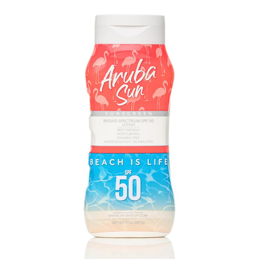 SPF 50 Sunscreen Lotion | Aruba Reef Act Compliant no 67 Octinoxate & Oxybenzone Free | 8 oz, Water-Resistant, Non-Greasy, Broad Spectrum UVA/UVB Sunscreen