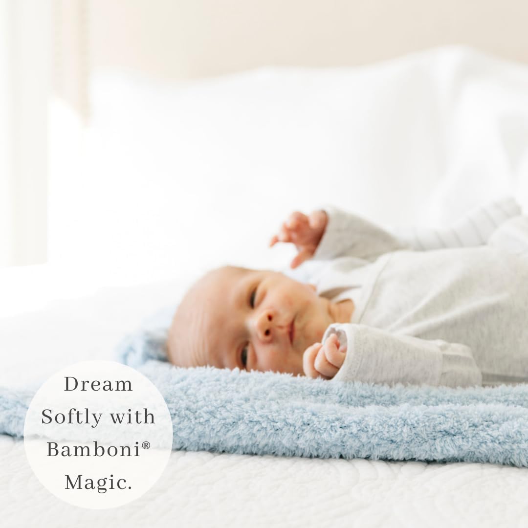 SARANONI Bamboni Luxury Baby Blanket, Breathable & Soft Plush for Infant Boys & Girls (Light Blue, Mini 15” x 20”)