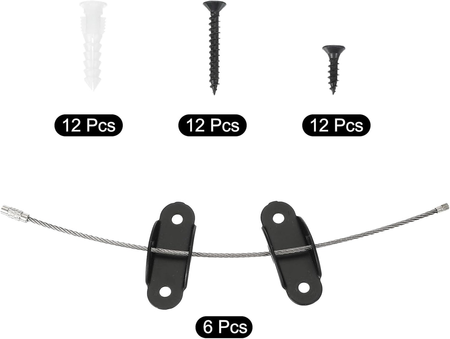 MECCANIXITY Furniture Anchors, 8 Inch Anti Tip Furniture Anchors Stainless Steel Furniture Securing Wall Anchors for Earthquake Straps Home Safety, Black 6 Sets