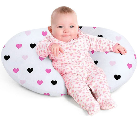 Nursing Pillow, Breast Feeding Pillows for Mom, Rose Red Hearts Soft Cover with Breathable Filling, Feeding Support Pillow for 0-12 Months, Multifunctional Support Cushion for Travel (Sweet Hearts)