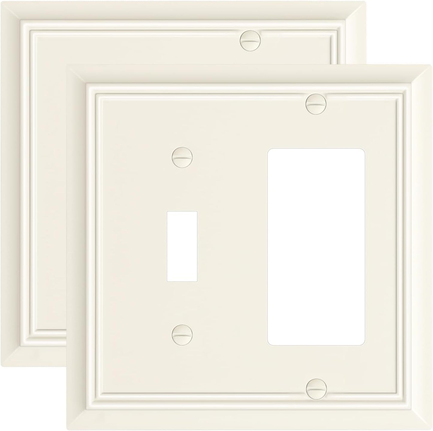 2-Pack Combo Toggle/Decorator Light Switch Cover Plate, Light Almond Decorative Electrical Outlet Covers, Durable Natural Bamboo Fiber Switch Plates and Outlet Covers, Corrosion Resistant