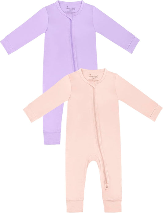 Jimonda Baby Romper Boys Girls Bamboo Pajamas 2-Way Zipper Footless Unisex Long Sleeve Sleepers Sleep and Play 0-24 Months