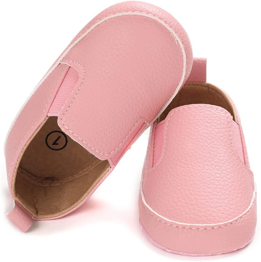 LONSOEN Baby Girls Boys Loafers Prewalker Dress Crib Shoes