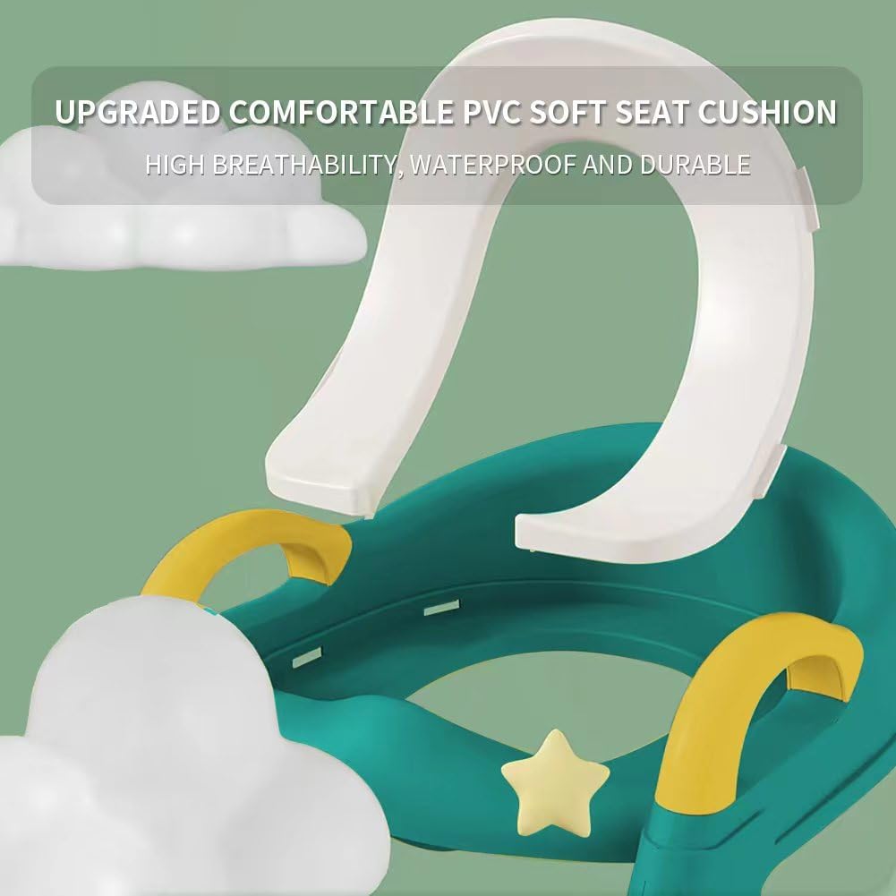 Potty Training Toilet Seat For Boys Girls, Toddler Toilet Seat With Step Stool Ladder, Foldable Toddler Potty Seat For Toilet With Non-Slip Design, Adjustable Height (Blue & Yellow)