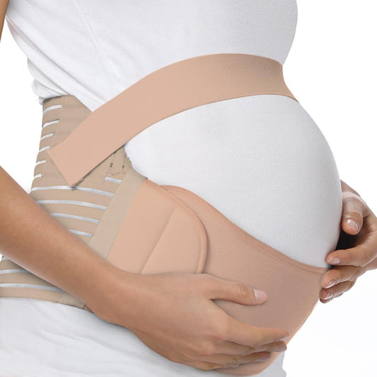 FITTOO Maternity Belt Back Support Belly Band Pregnancy Belt Support Brace Abdominal Binder Waist Support Beige XXL