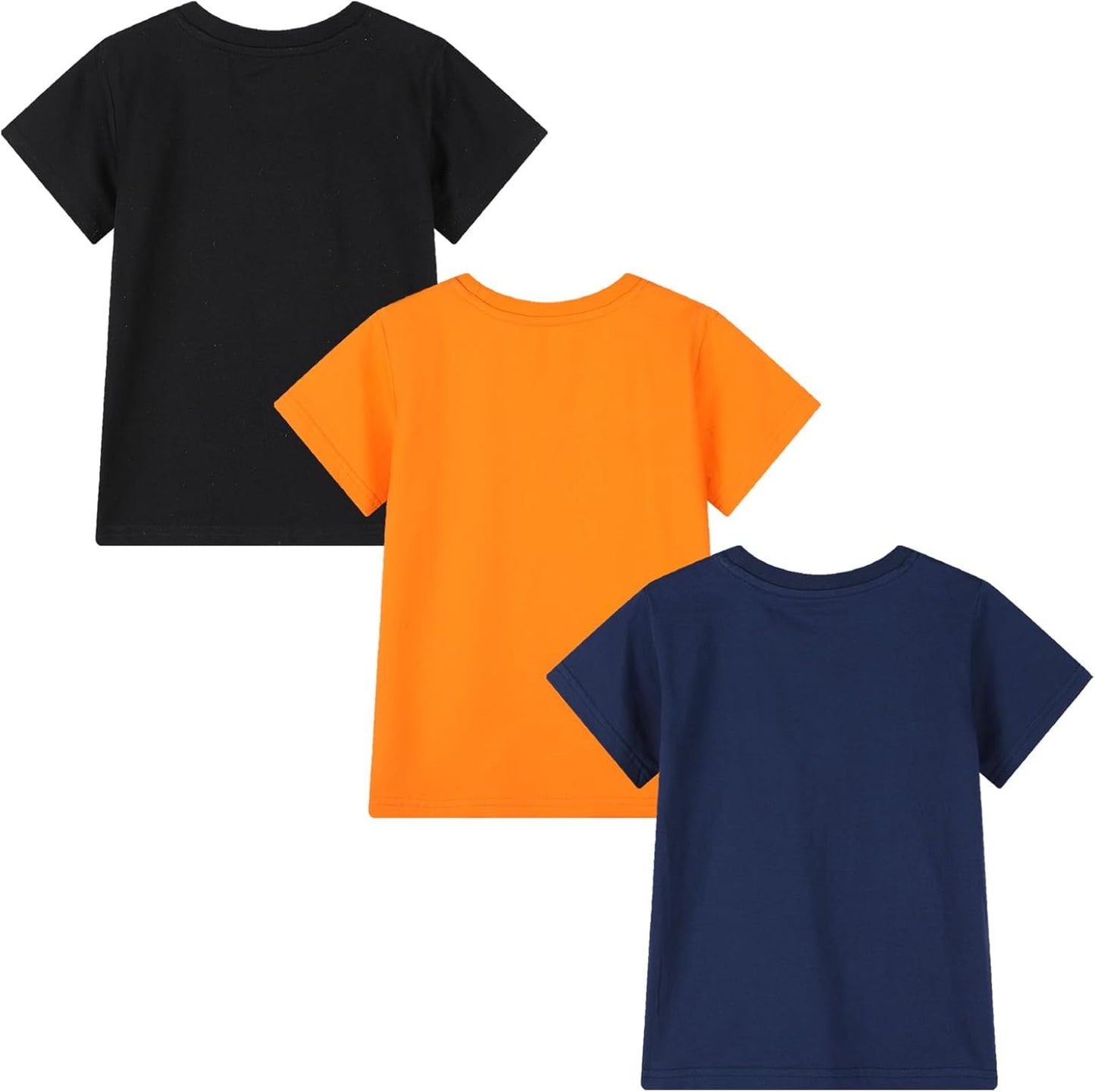 HILEELANG Kids Boy Basic Plain Cotton T-Shirts Short Sleeve Crew Neck Summer Tees 4packs 6-12 Years