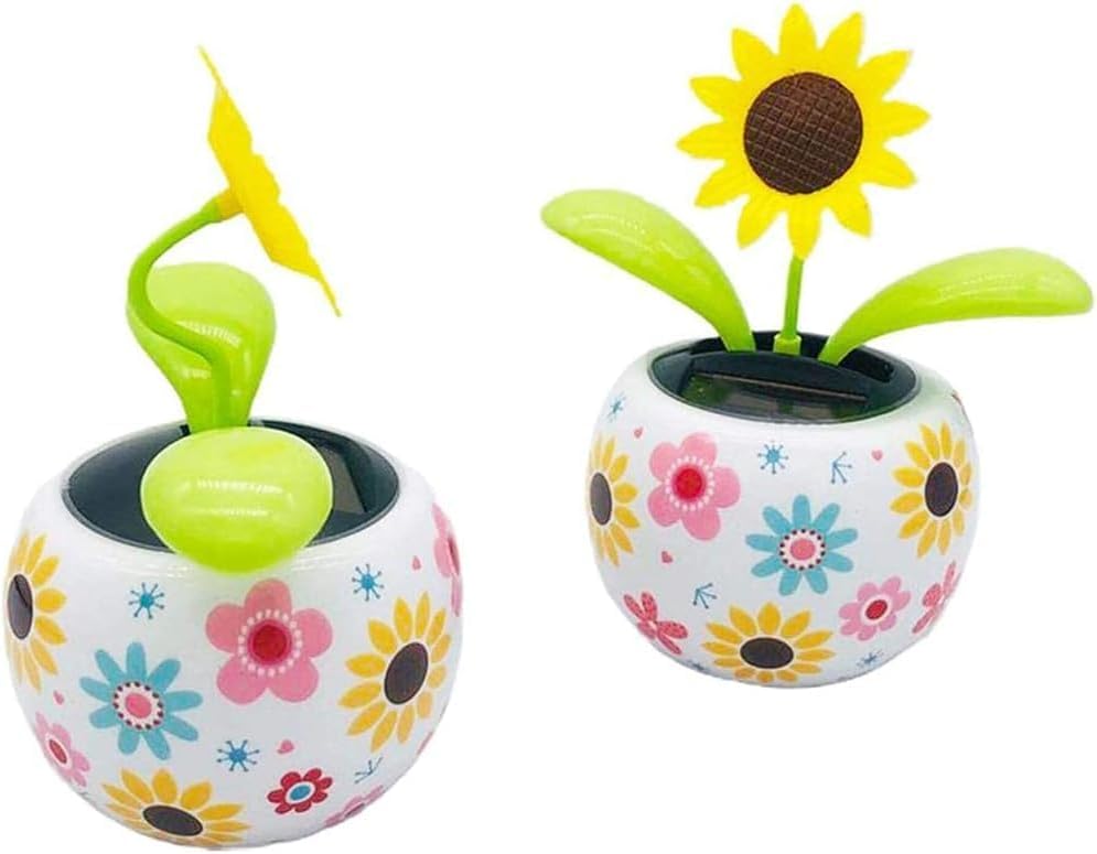 1Pc Sunflower Solar Dancing Decor for Car, Solar Decors,Solar Powered Swinging Animated Dancer Decor Office Desk Car, Funny Ornaments, Solar Power Kits,Learning and Education