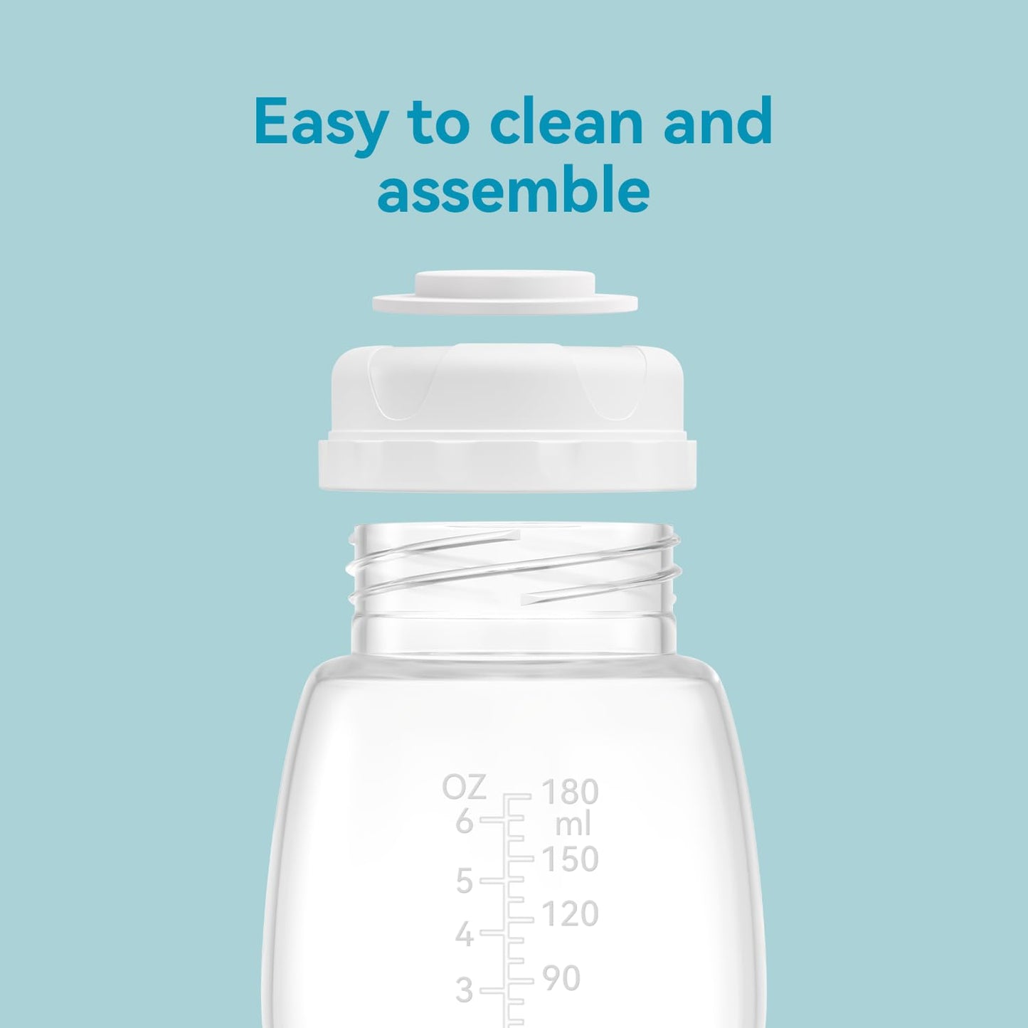 Breast Milk Collection and Storage Bottles, 6oz/180ml, Compatible with Spectra S1 S2 9 Plus, Motif Luna, and Most Wide-Mouth Flanges, Work with Spectra Bottles for Pumping, 4 Pack