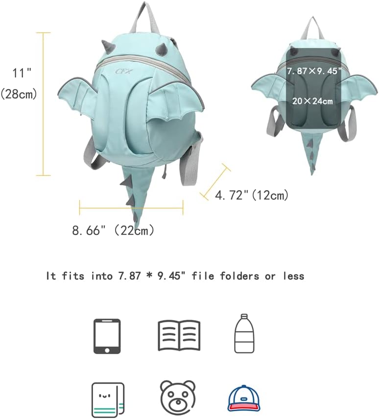 CFX Toddler Backpack Leash, Anti Lost Leash with Safety Handle, Attractive toddler harness (Dinosaur)