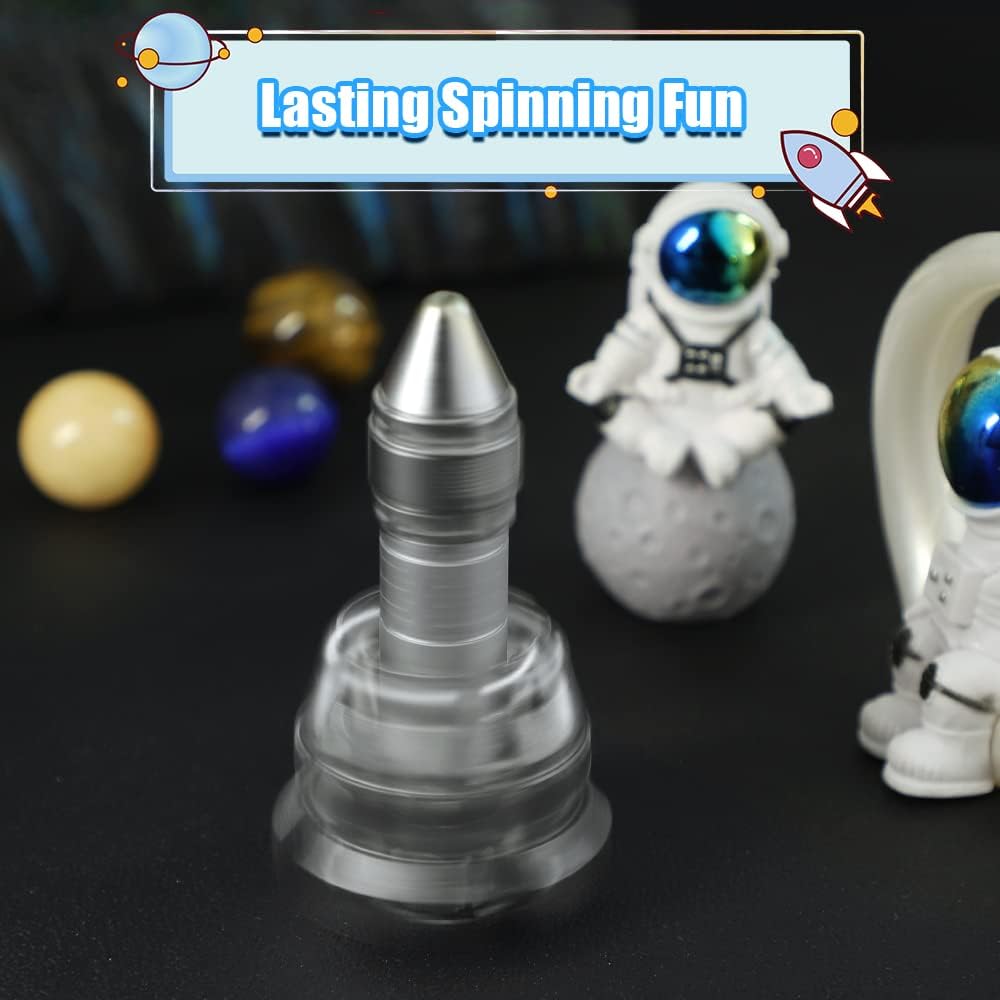 Cool Spaceship Fidget Spinner Toys for Kids Adults, Model Rocket Spinning Top Science Kit, Finger Fingertip Metal Sensory Fidgit Cube Block Office Kinetic Desk Motion Toy