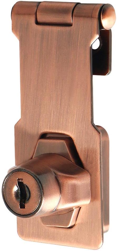 Alise Keyed Hasp Lock,3 Inch Safety Packlock Clasp Hasp Lock Latch with Lock,Door Hinge Lock with Keys Keyed Locking Hasp for Cabinets Closets Doors,Red Bronze
