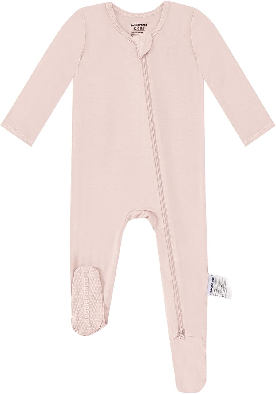 BubblePanda Rayon Made From Bamboo Baby Pajamas Baby Clothes for Boys Girls Unisex Zip-Front Non-Slip Onesie Sleeper